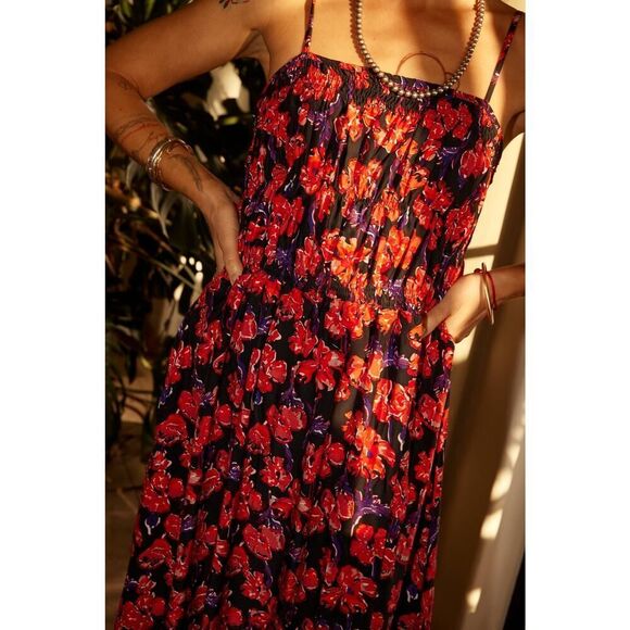 NWOT natalie martin GINA silk MAXI dress watercolor print small - Picture 5 of 11